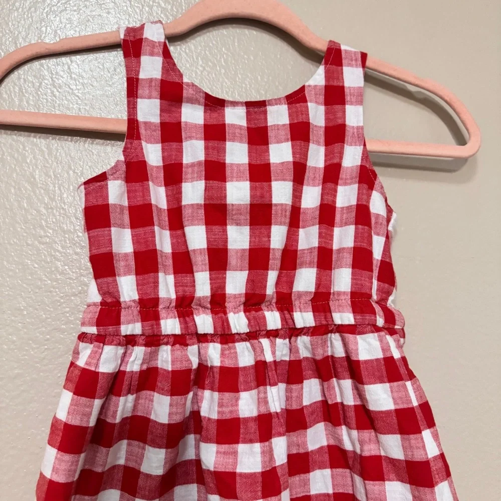 Cat & Jack checkered red dress with White Lace Trim